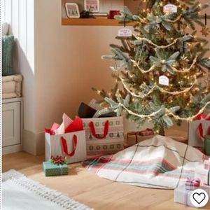 52" Holiday Plaid Woven Christmas Tree Skirt Red/Green/Cream 